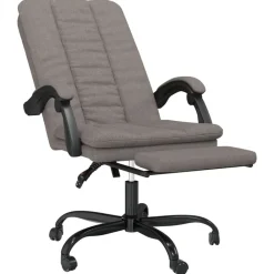 vidaXL Silla de oficina reclinable de tela gris Taupé Sale