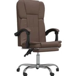 vidaXL Silla de oficina reclinable cuero sintético marrón Marr&oacute;n