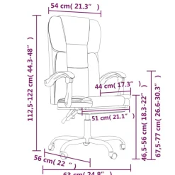 vidaXL Silla de oficina reclinable cuero sintético marrón Marr&oacute;n