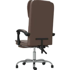 vidaXL Silla de oficina reclinable cuero sintético marrón Marr&oacute;n