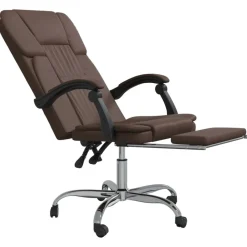 vidaXL Silla de oficina reclinable cuero sintético marrón Marr&oacute;n