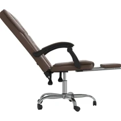 vidaXL Silla de oficina reclinable cuero sintético marrón Marr&oacute;n