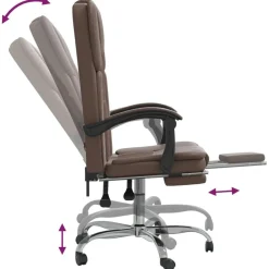 vidaXL Silla de oficina reclinable cuero sintético marrón Marr&oacute;n