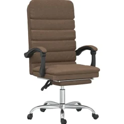 vidaXL Mobiliario De Oficina-Silla de oficina reclinable con masaje de tela marrón