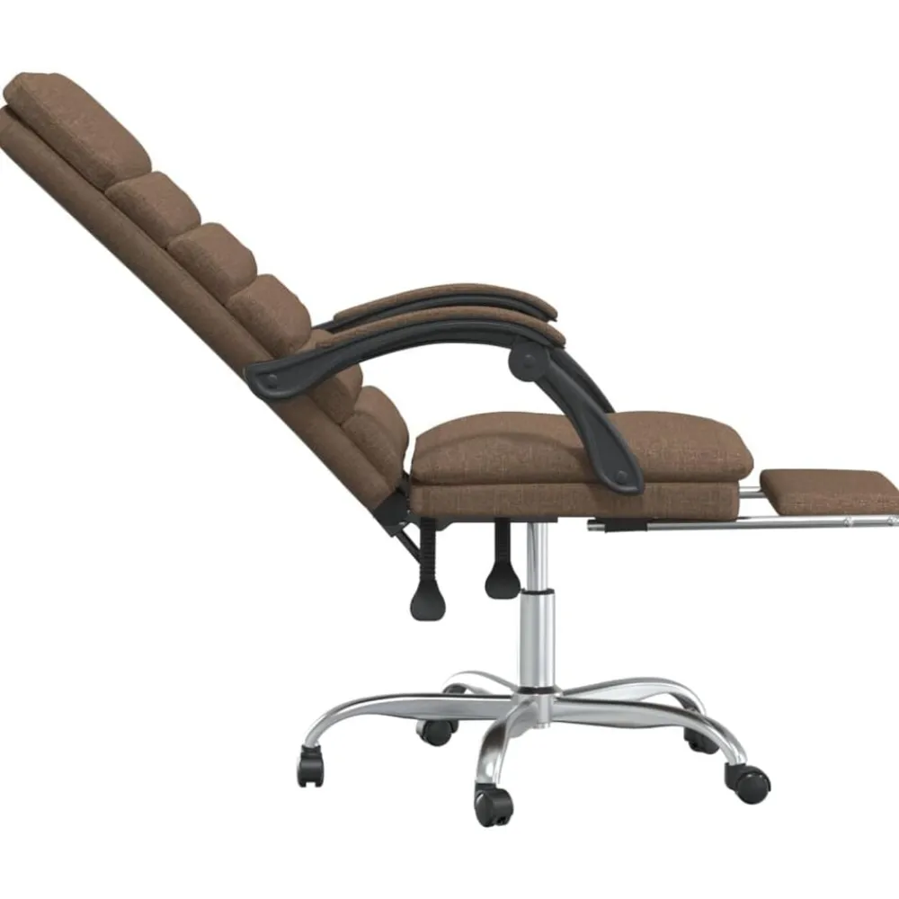 vidaXL Mobiliario De Oficina-Silla de oficina reclinable con masaje de tela marrón