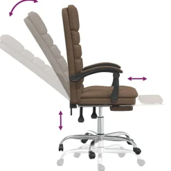 vidaXL Mobiliario De Oficina-Silla de oficina reclinable con masaje de tela marrón