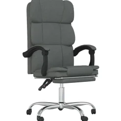 vidaXL Silla de oficina reclinable de tela Gris oscuro Best