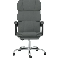 vidaXL Silla de oficina reclinable de tela Gris oscuro Best