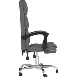 vidaXL Silla de oficina reclinable de tela Gris oscuro Best