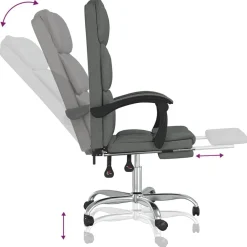 vidaXL Silla de oficina reclinable de tela Gris oscuro Best