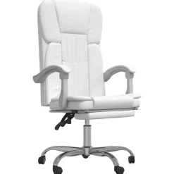vidaXL Silla de oficina reclinable cuero sintético Blanco Sale