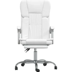 vidaXL Silla de oficina reclinable cuero sintético Blanco Sale