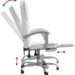 vidaXL Silla de oficina reclinable cuero sintético Blanco Sale