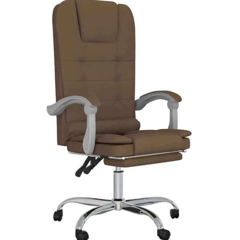 vidaXL Silla de oficina reclinable con masaje de tela marrón Marrón Discount