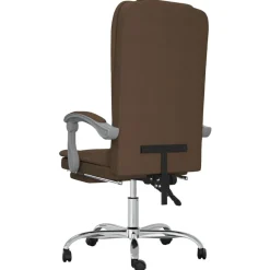 vidaXL Silla de oficina reclinable con masaje de tela marrón Marrón Discount