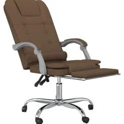 vidaXL Silla de oficina reclinable con masaje de tela marrón Marrón Discount