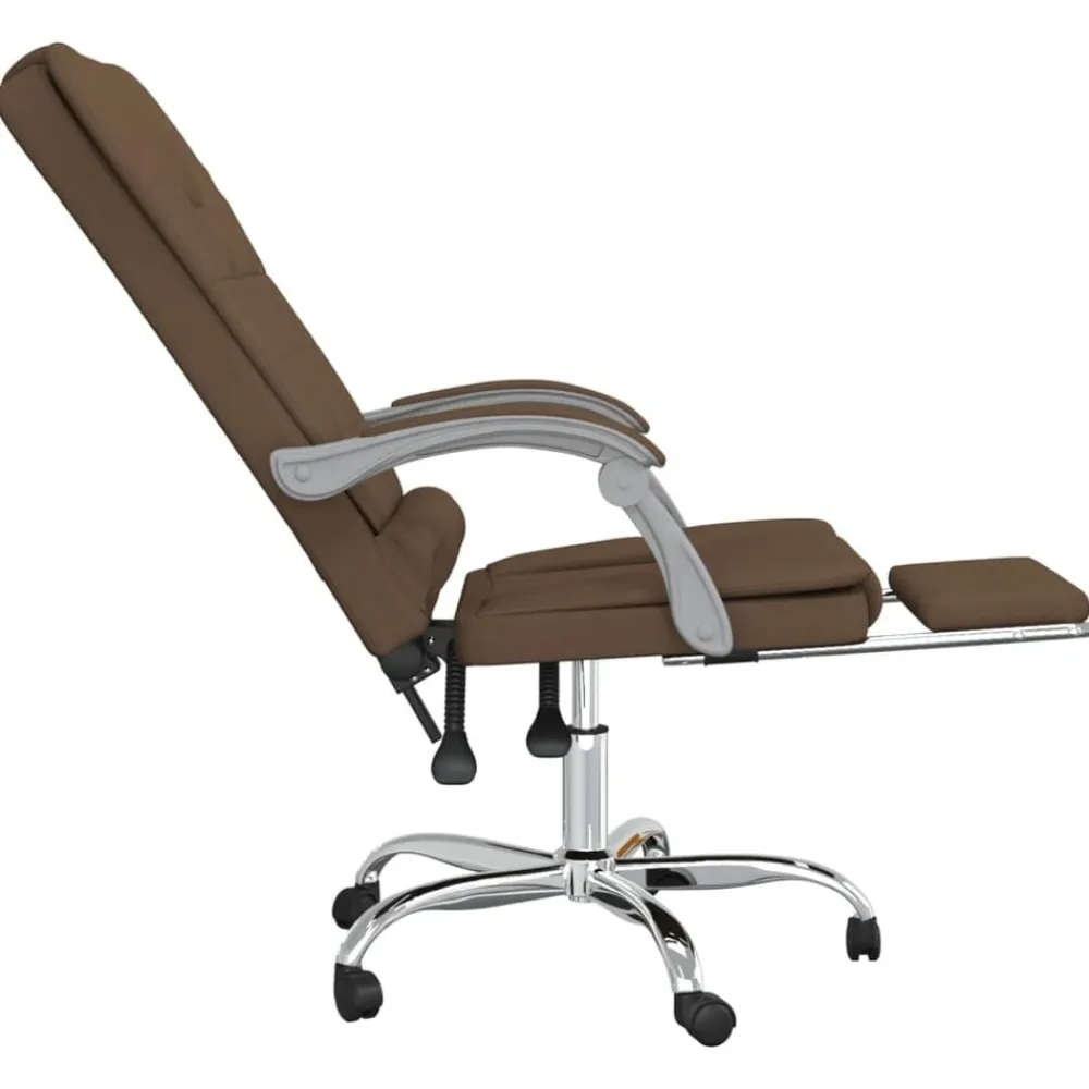 vidaXL Silla de oficina reclinable con masaje de tela marrón Marrón Discount