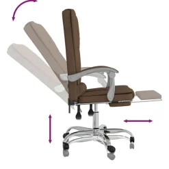 vidaXL Silla de oficina reclinable con masaje de tela marrón Marrón Discount
