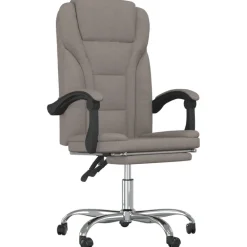 vidaXL Silla de oficina reclinable de tela gris Taupé Outlet