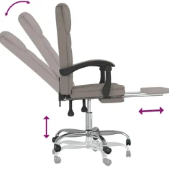 vidaXL Silla de oficina reclinable de tela gris Taupé Outlet