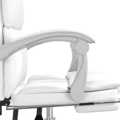 vidaXL Silla de oficina reclinable cuero sintético Blanco Clearance