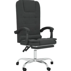 vidaXL Silla de oficina reclinable masaje cuero sintético Negro Outlet