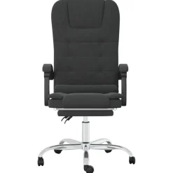 vidaXL Silla de oficina reclinable masaje cuero sintético Negro Outlet