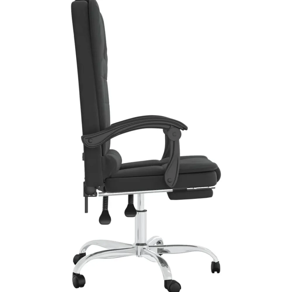 vidaXL Silla de oficina reclinable masaje cuero sintético Negro Outlet