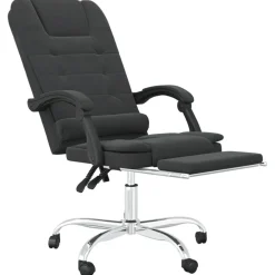 vidaXL Silla de oficina reclinable masaje cuero sintético Negro Outlet