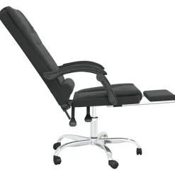 vidaXL Silla de oficina reclinable masaje cuero sintético Negro Outlet