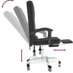 vidaXL Silla de oficina reclinable masaje cuero sintético Negro Outlet