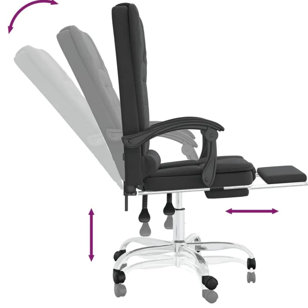 vidaXL Silla de oficina reclinable masaje cuero sintético Negro Outlet