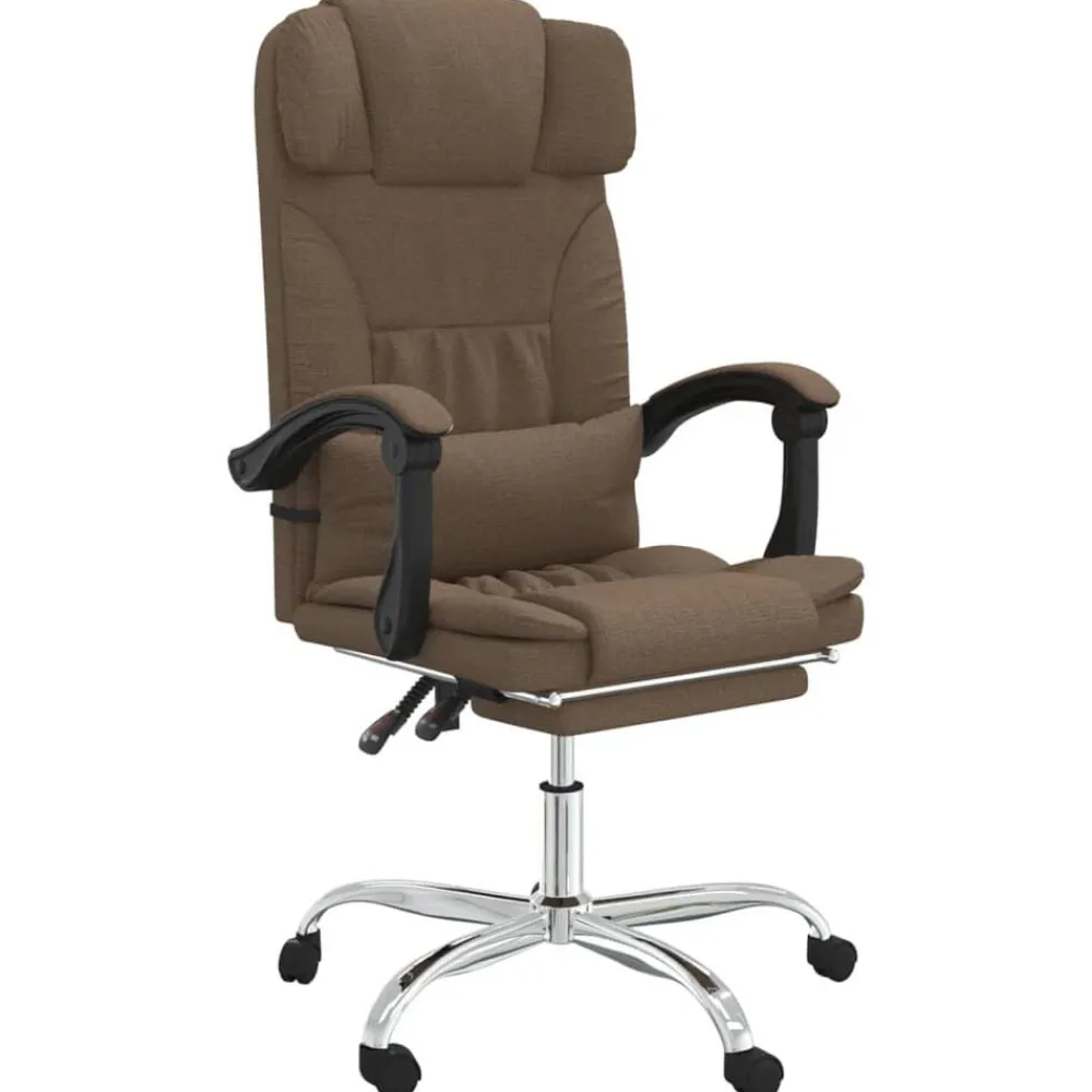 vidaXL Mobiliario De Oficina-Silla de oficina reclinable con masaje de tela marrón