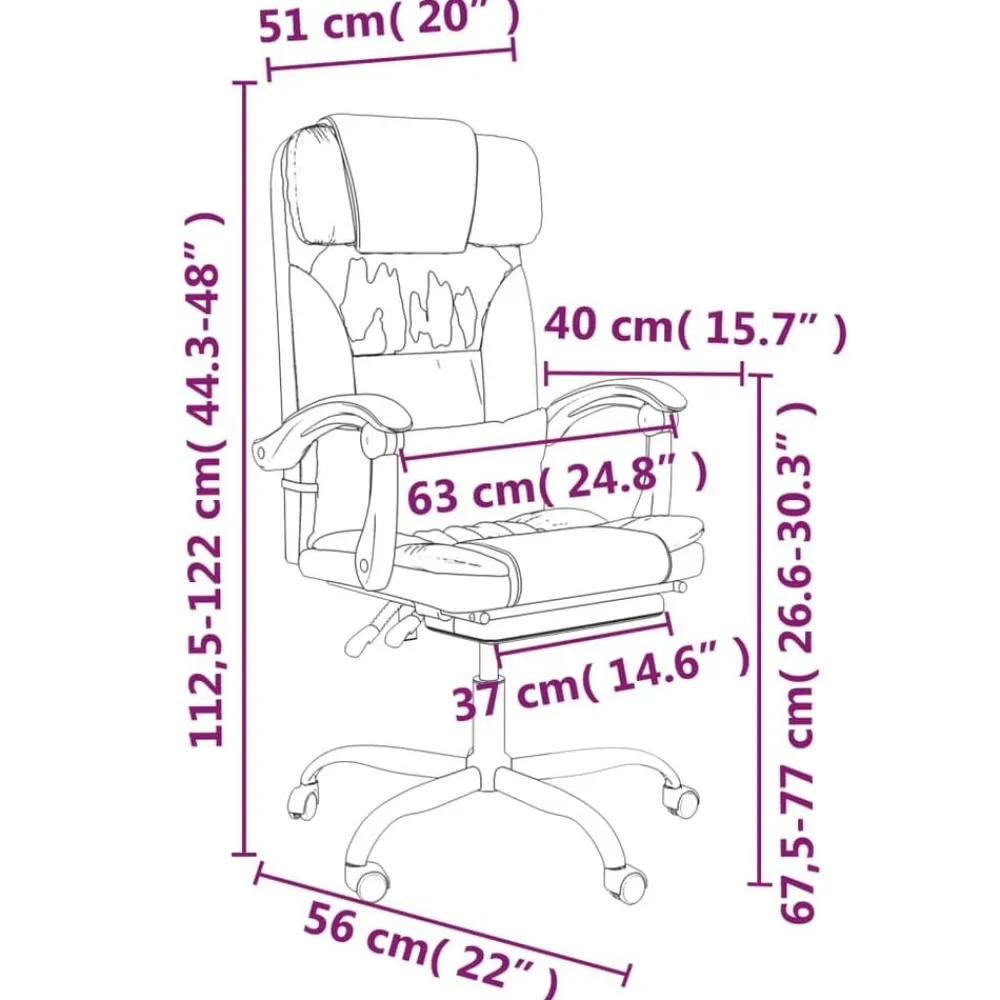 vidaXL Mobiliario De Oficina-Silla de oficina reclinable con masaje de tela marrón