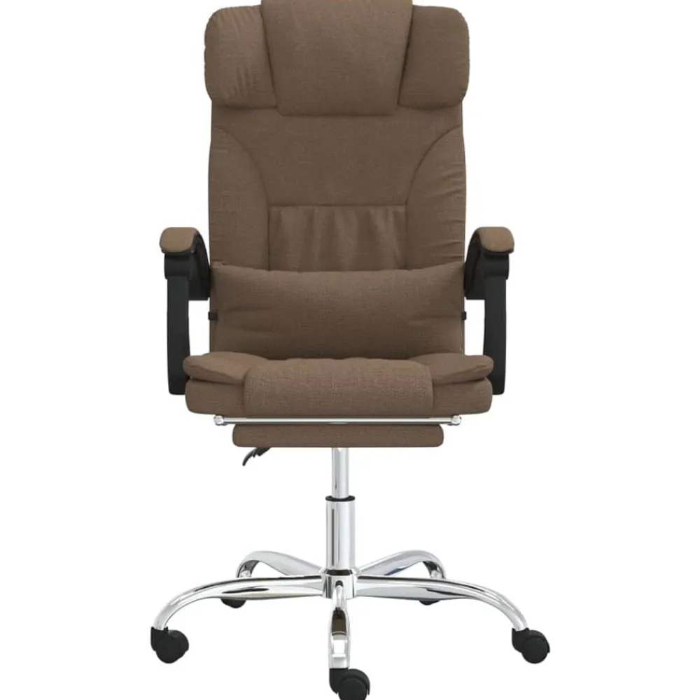 vidaXL Mobiliario De Oficina-Silla de oficina reclinable con masaje de tela marrón