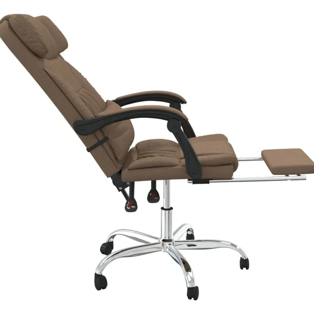 vidaXL Mobiliario De Oficina-Silla de oficina reclinable con masaje de tela marrón