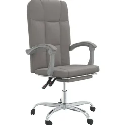 vidaXL Mobiliario De Oficina-Silla de oficina reclinable de tela gris