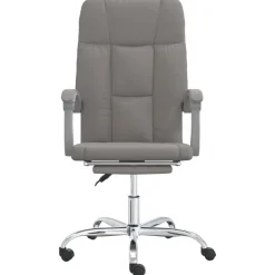 vidaXL Mobiliario De Oficina-Silla de oficina reclinable de tela gris