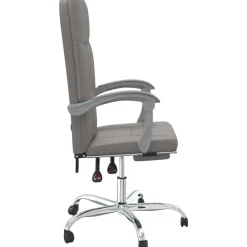 vidaXL Mobiliario De Oficina-Silla de oficina reclinable de tela gris