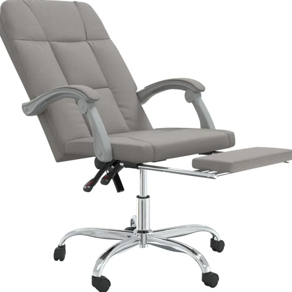 vidaXL Mobiliario De Oficina-Silla de oficina reclinable de tela gris