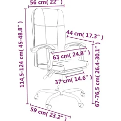 vidaXL Mobiliario De Oficina-Silla de oficina reclinable de tela gris
