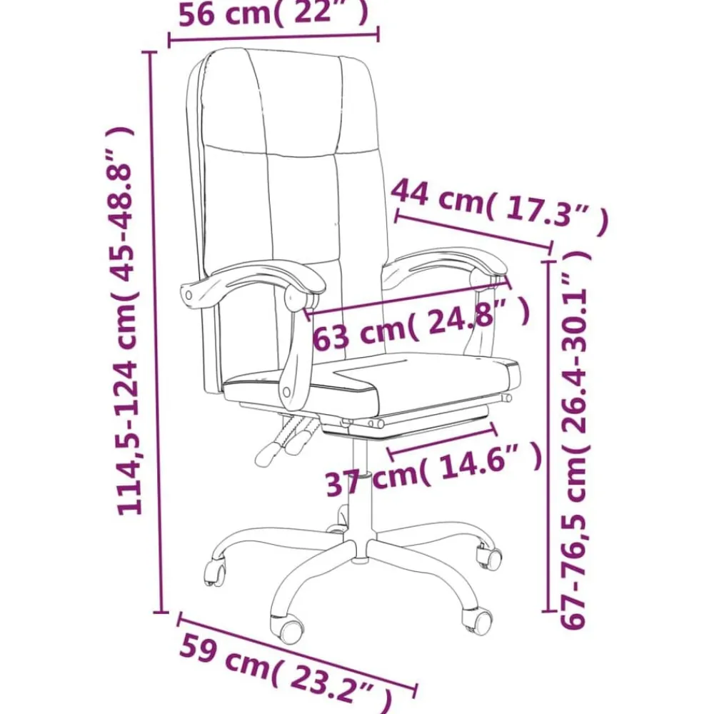 vidaXL Mobiliario De Oficina-Silla de oficina reclinable de tela gris
