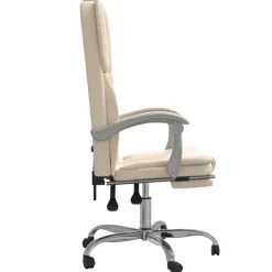 vidaXL Silla de oficina reclinable cuero sintético Crema Outlet