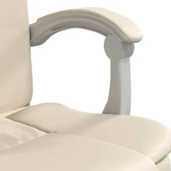 vidaXL Silla de oficina reclinable cuero sintético Crema Outlet