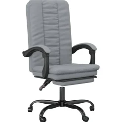 vidaXL Silla de oficina reclinable de tela Gris claro Discount