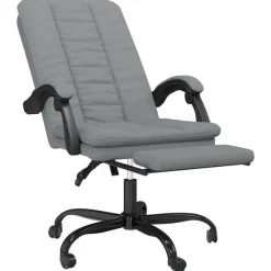 vidaXL Silla de oficina reclinable de tela Gris claro Discount