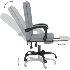 vidaXL Silla de oficina reclinable de tela Gris claro Discount