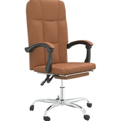 vidaXL Mobiliario De Oficina-Silla de oficina reclinable cuero sintético marrón