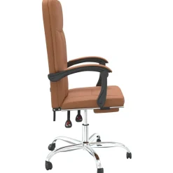 vidaXL Mobiliario De Oficina-Silla de oficina reclinable cuero sintético marrón
