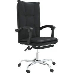vidaXL Silla de oficina reclinable cuero sintético Negro Online